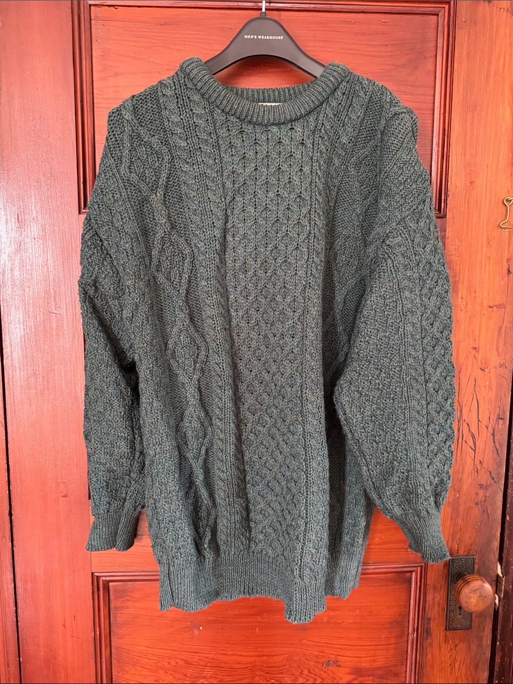 Aran Sweater Market green wool Irish sweater